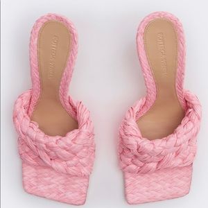 Stretch Intreccio Raffia Sandal